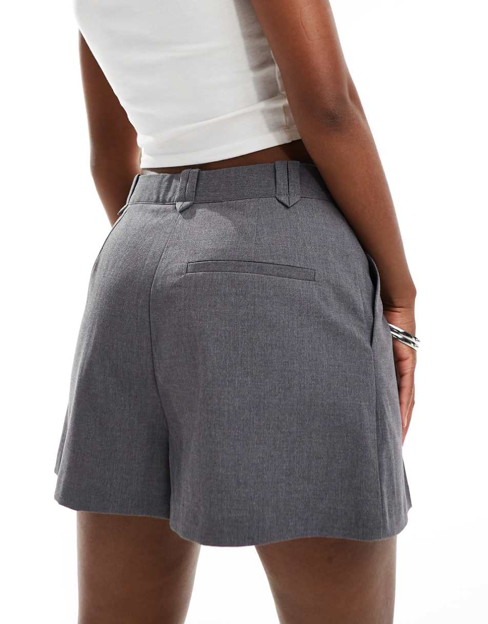 ASOS DESIGN high waist tailored shorts in gray