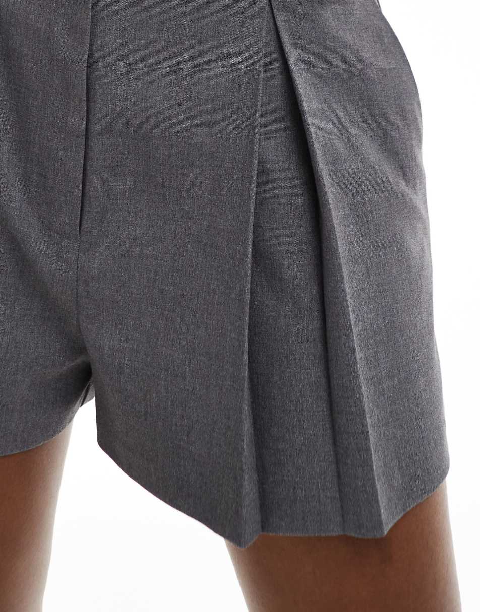 ASOS DESIGN high waist tailored shorts in gray