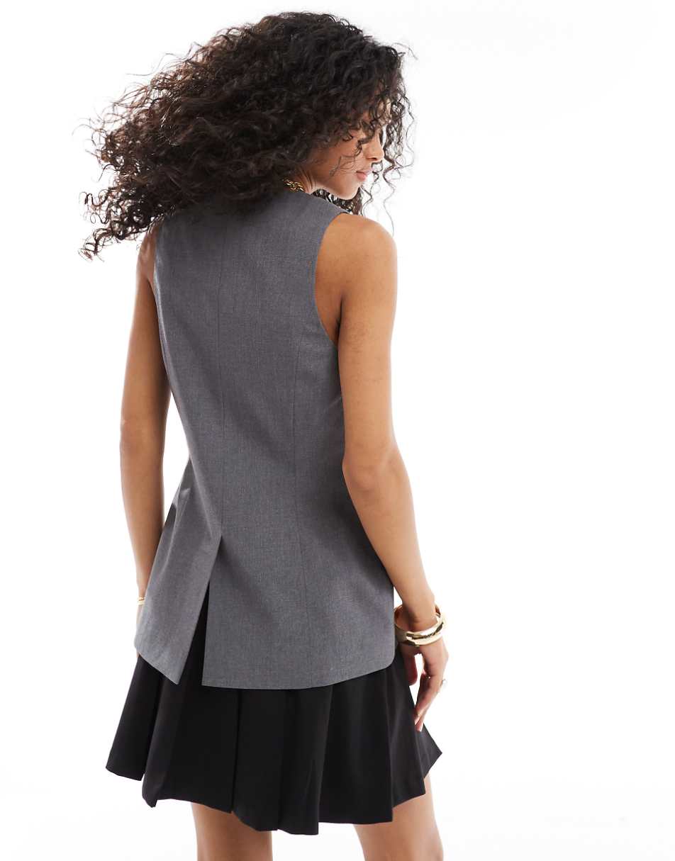 ASOS DESIGN longline vest in gray