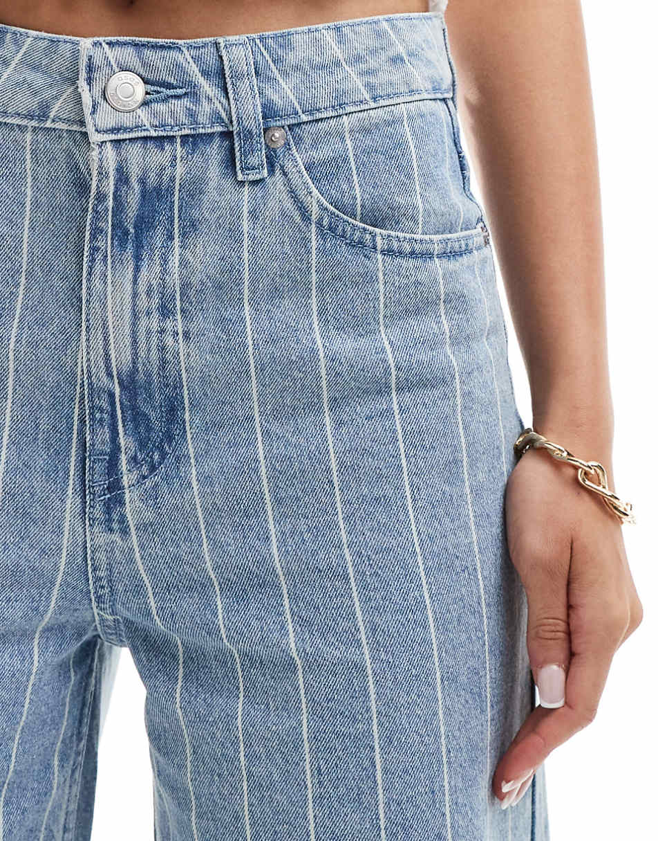 ASOS DESIGN cropped wide leg jeans in stripe