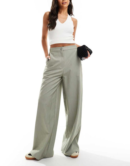ASOS DESIGN relaxed tailored pants in olive