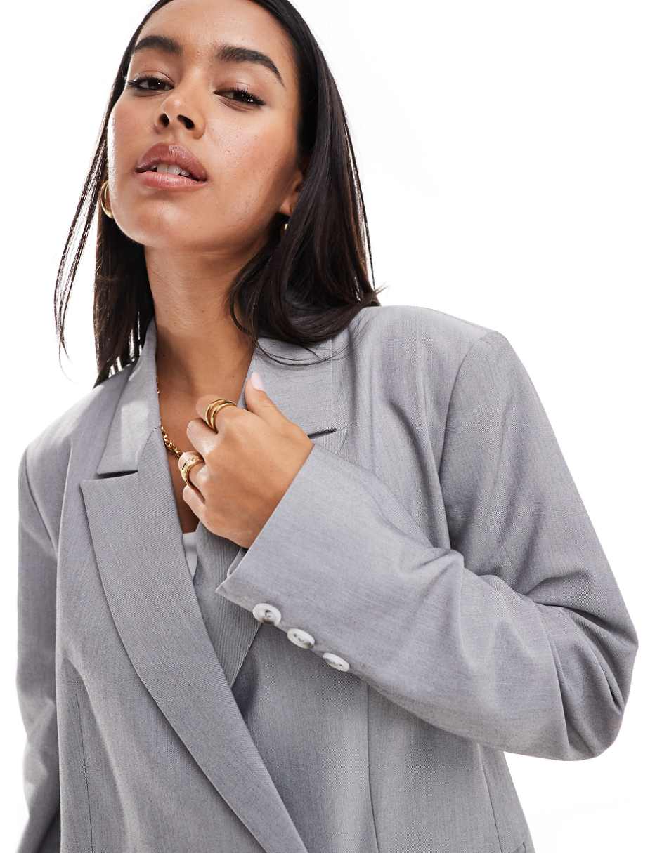 ASOS DESIGN double breasted blazer in gray