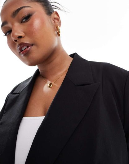 ASOS DESIGN Curve single breasted blazer in black