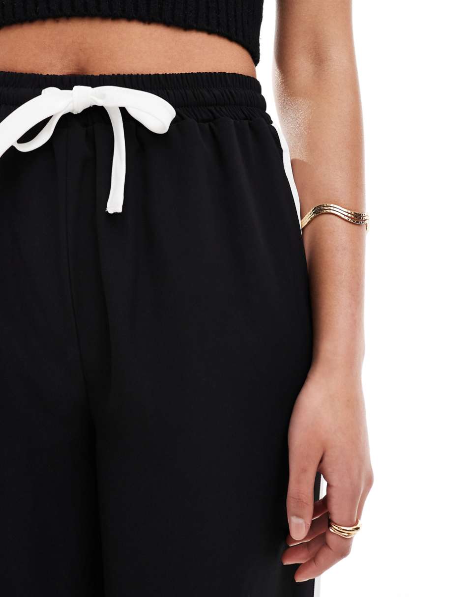 ASOS DESIGN Tall pull on pants with contrast panel in black