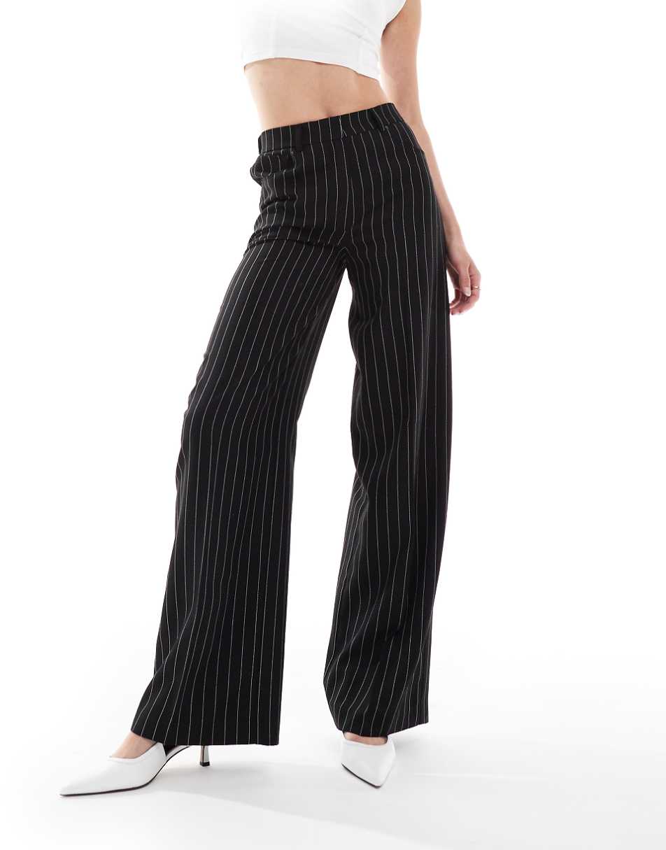 ASOS DESIGN Tall relaxed dad pants with 5 pocket detail in black stripe