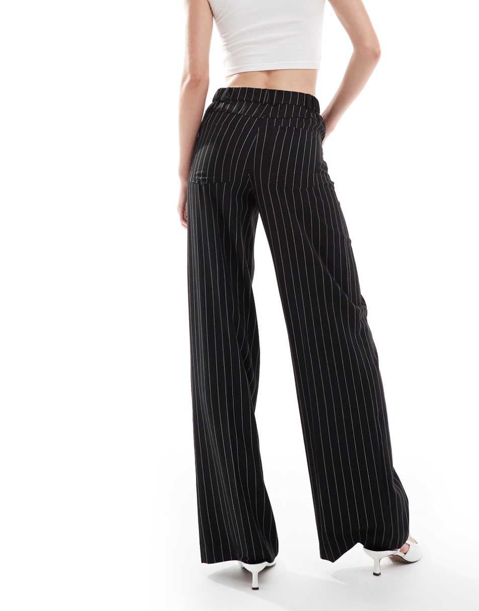 ASOS DESIGN Tall relaxed dad pants with 5 pocket detail in black stripe