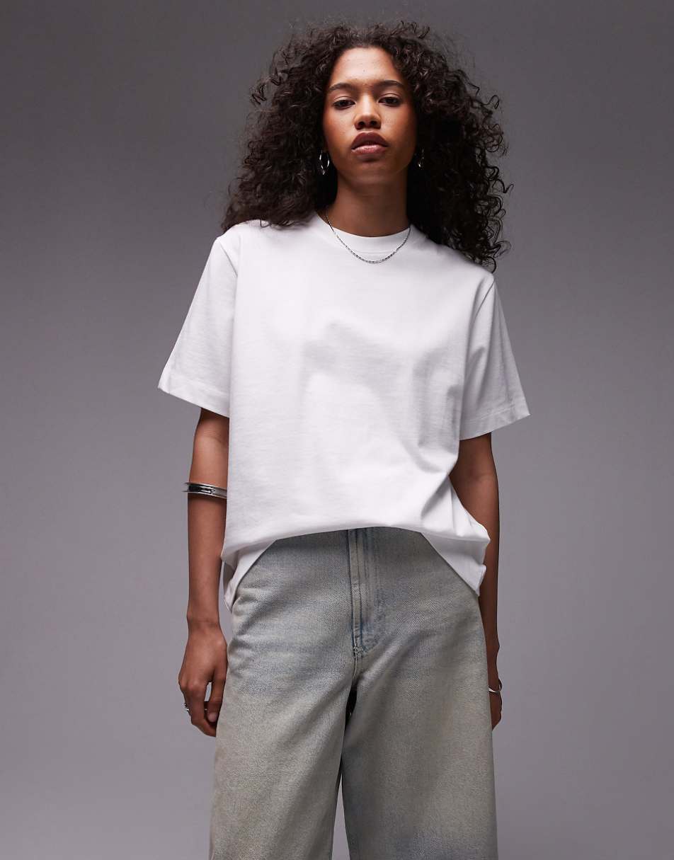 Topshop premium basic short sleeve tee in white