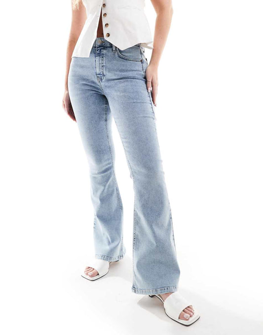 Topshop Hourglass high rise Jamie flared jeans in bleach