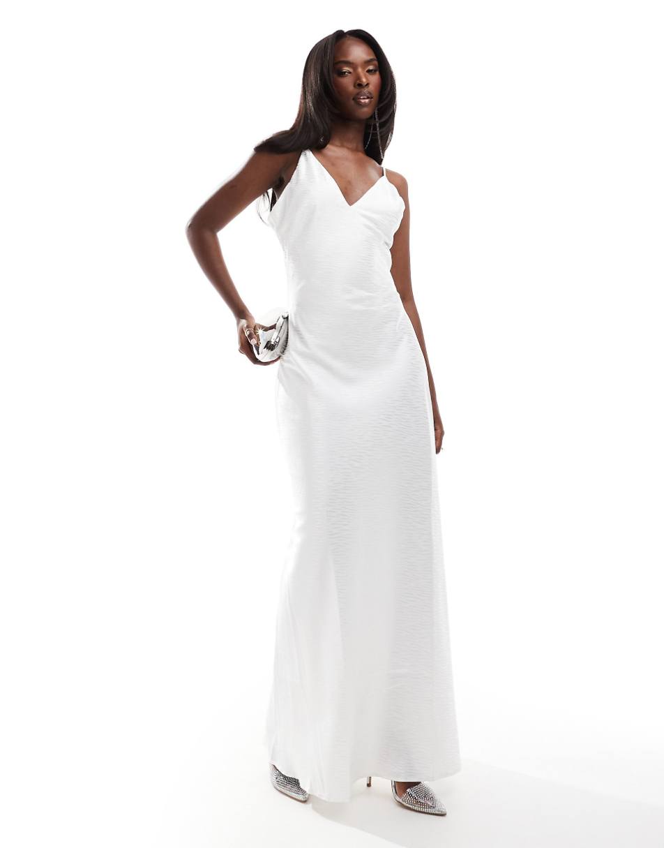 Aria Cove jacquard satin maxi dress in white