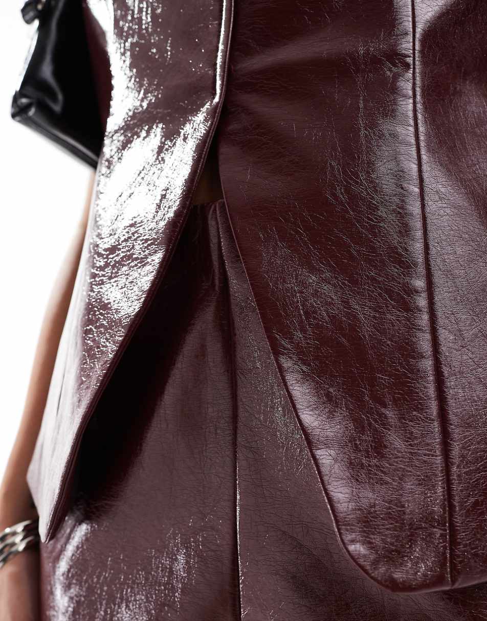 ASOS DESIGN faux leather vest in red