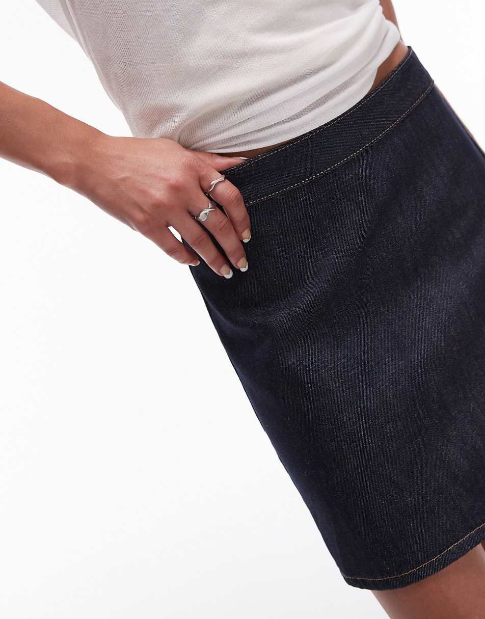 Topshop denim Aline skirt in raw indigo