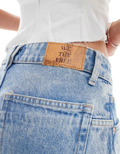 Free People low-rise cropped baggy jeans in light blue