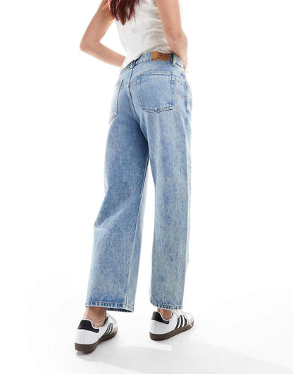 Free People low-rise cropped baggy jeans in light blue