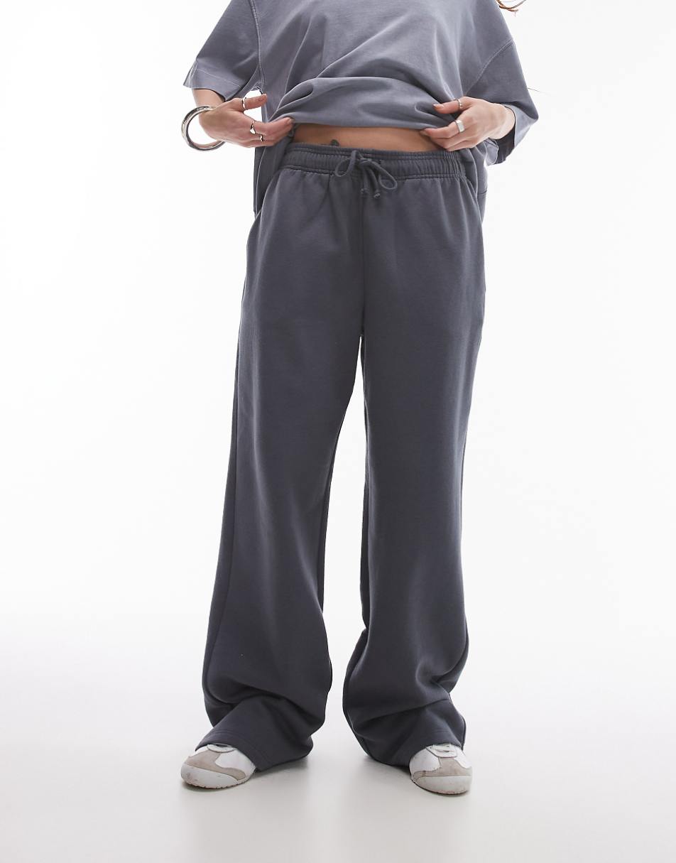 Topshop straight leg sweatpants in slate - part of a set