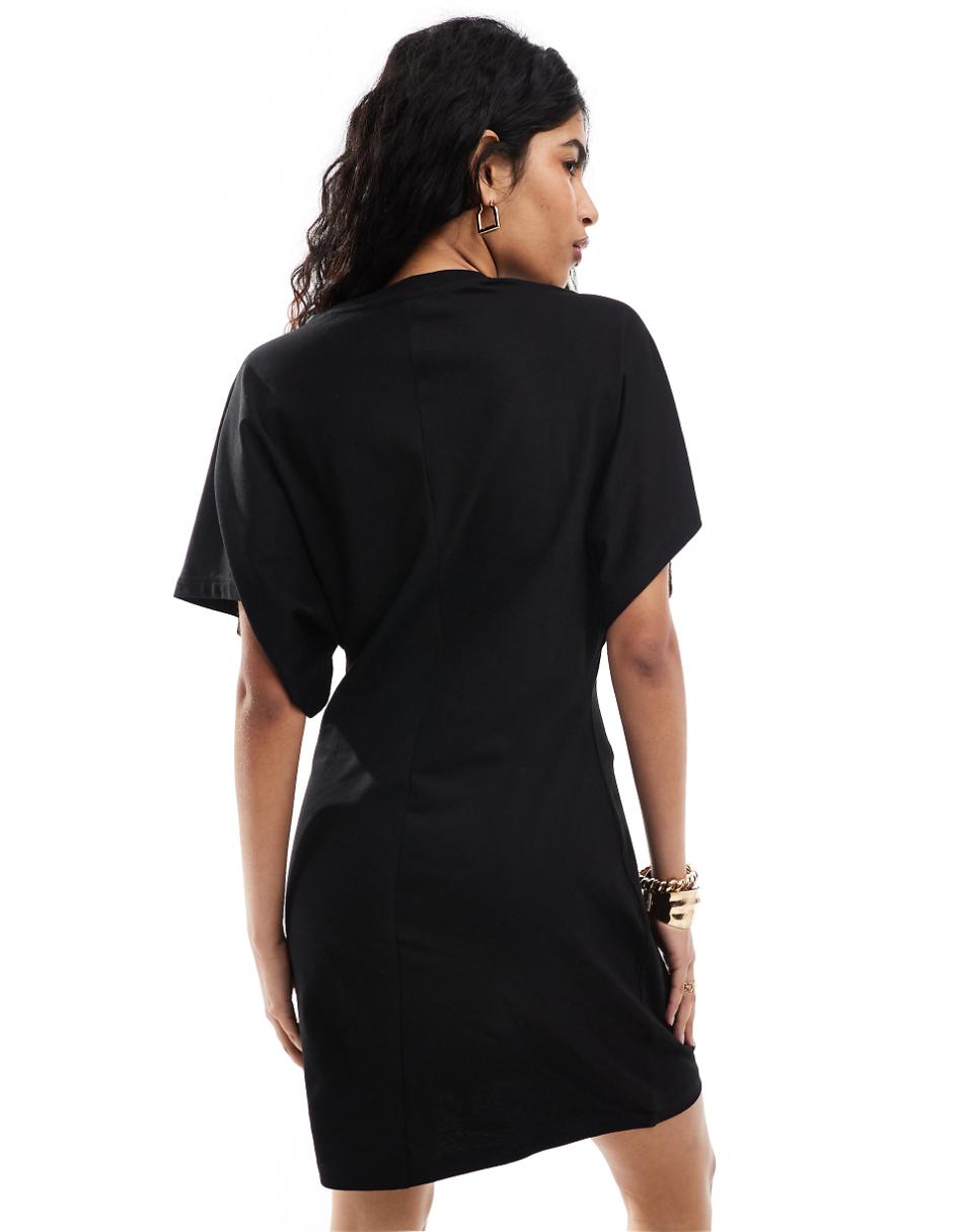 & Other Stories mini jersey t-shirt dress with short kimono sleeves in black