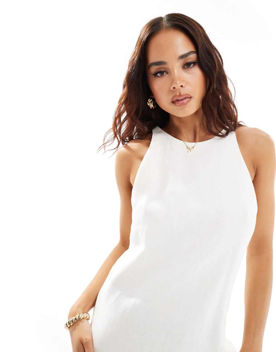 & Other Stories sleeveless linen mini dress in white