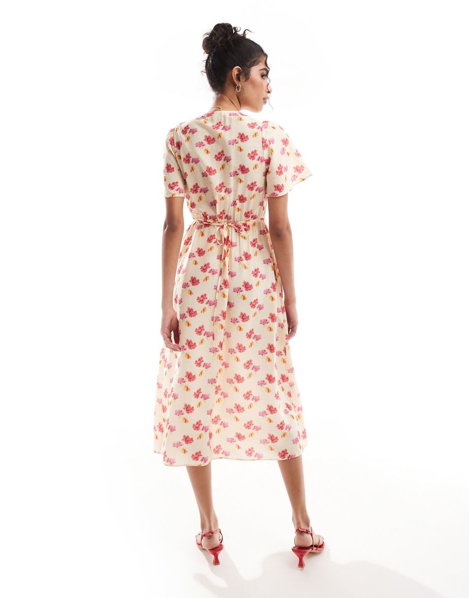 & Other Stories flutter sleeve midi dress in floral print