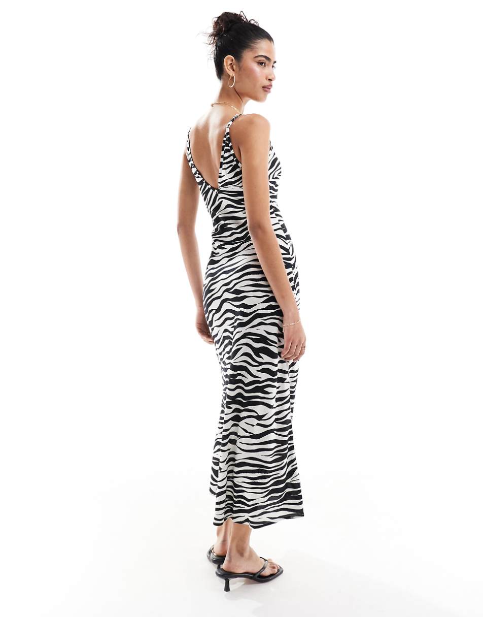 ASOS DESIGN high apex spun midi dress in zebra print