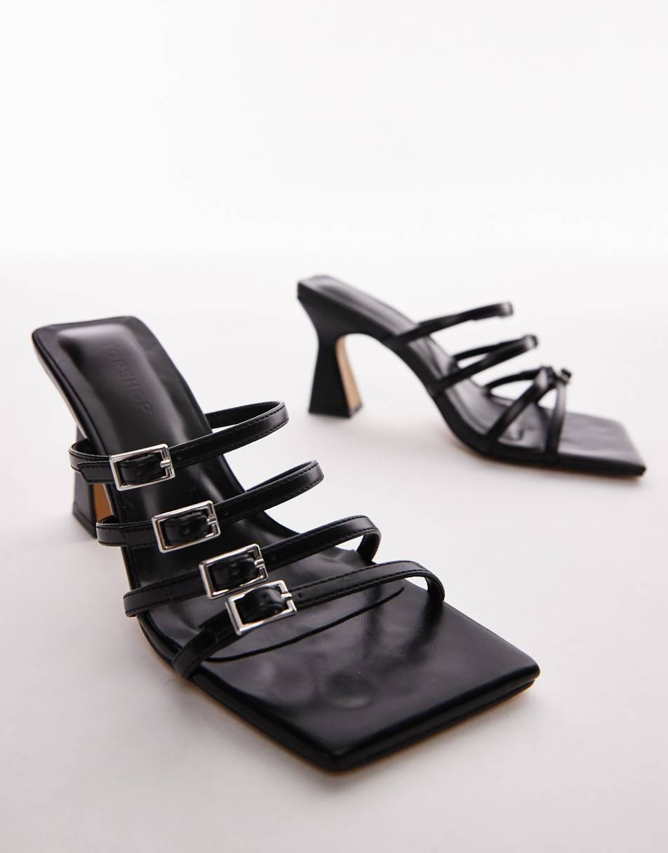 Topshop Gabe high heeled sandals with buckle detail in black