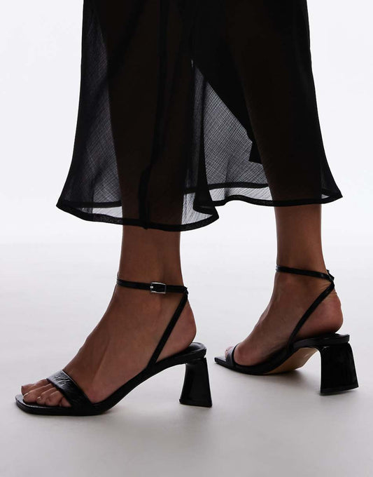 Topshop Ira strappy mid heel sandals in black