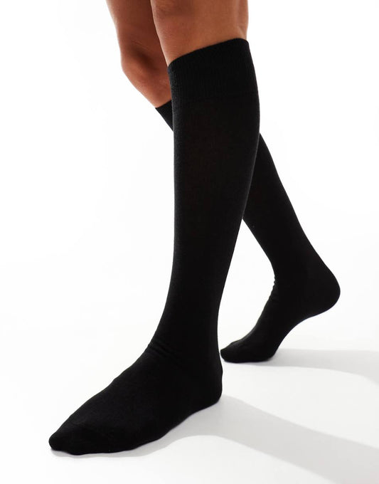 ASOS DESIGN knee high socks in black