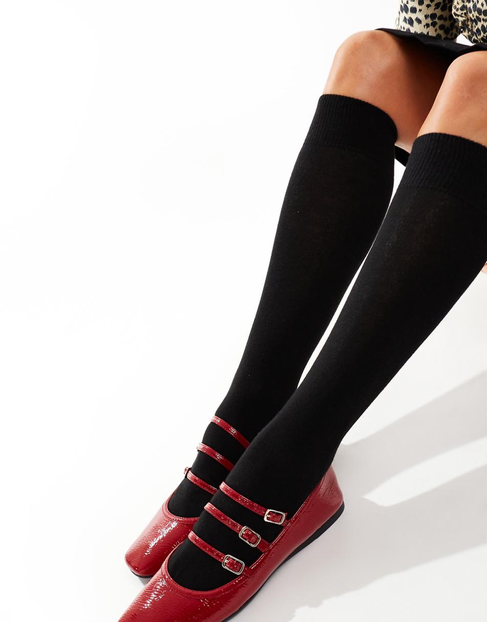 ASOS DESIGN knee high socks in black