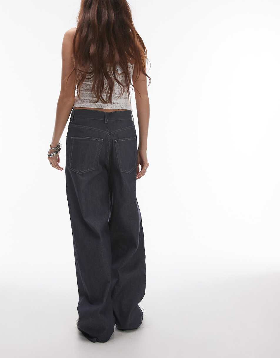 Topshop Gilmore low slung boyfriend jeans in raw gray