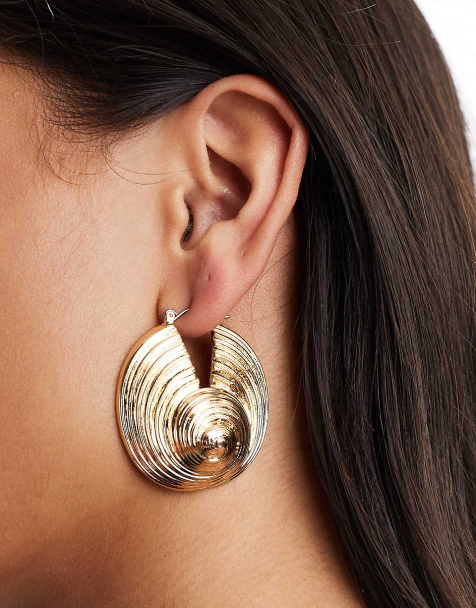 8 Other Reasons 18k gold plated textured chunky hoop earrings