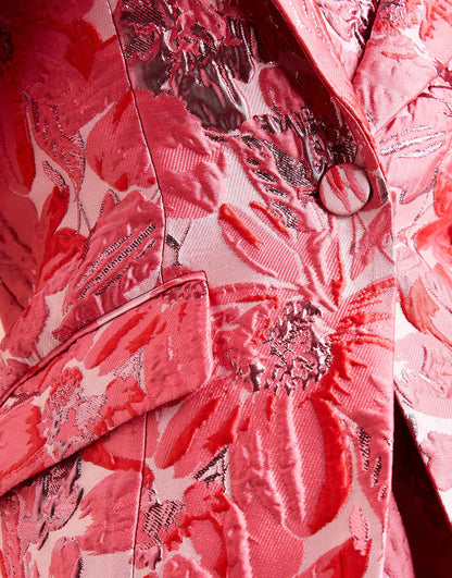 ASOS LUXE jacquard blazer with shoulder pads in pink floral print - part of a set
