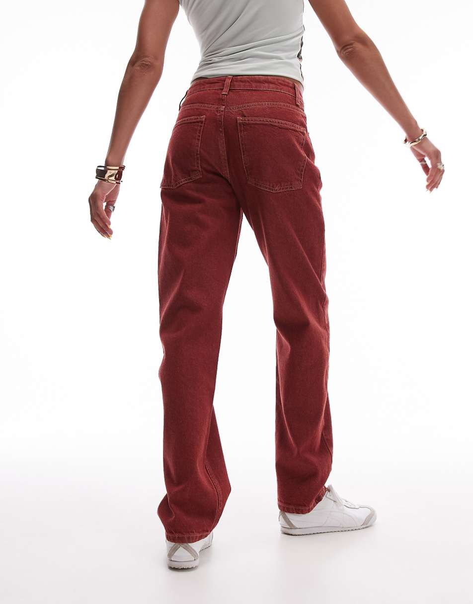 Topshop mid rise Runway jeans in red