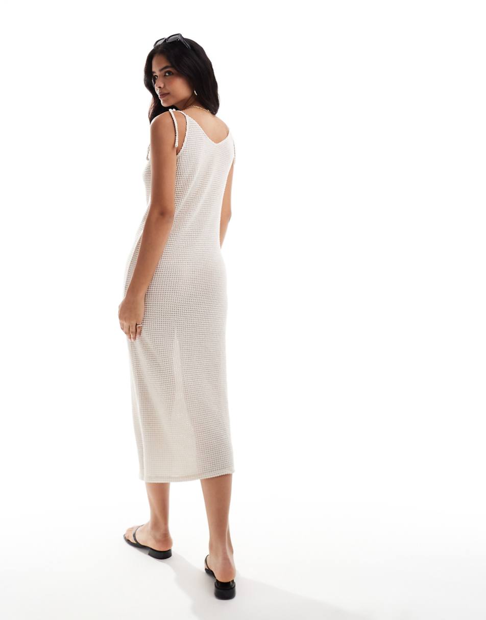 Vero Moda textured jersey maxi dress in cream