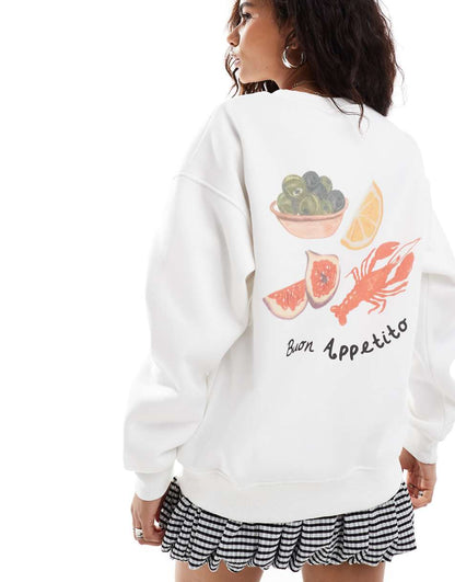 Bailey Rose relaxed sweatshirt with Buon Appetito in cream