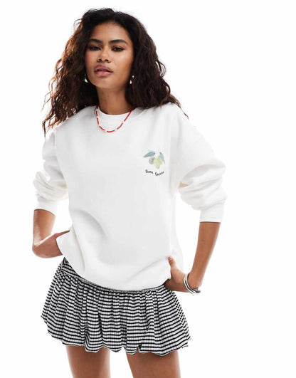 Bailey Rose relaxed sweatshirt with Buon Appetito in cream