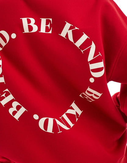 Bailey Rose relaxed sweatshirt in red with Be Kind graphic