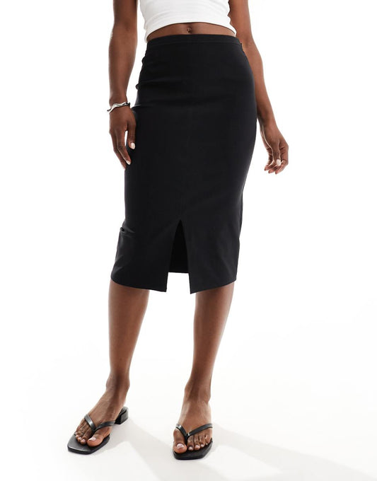 ASOS DESIGN bengaline midi pencil skirt in black