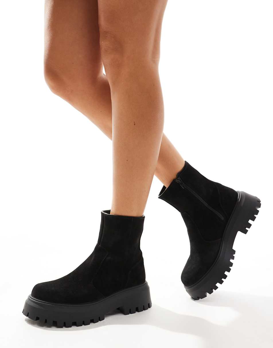 ASOS DESIGN Antigua suede sock boots in black