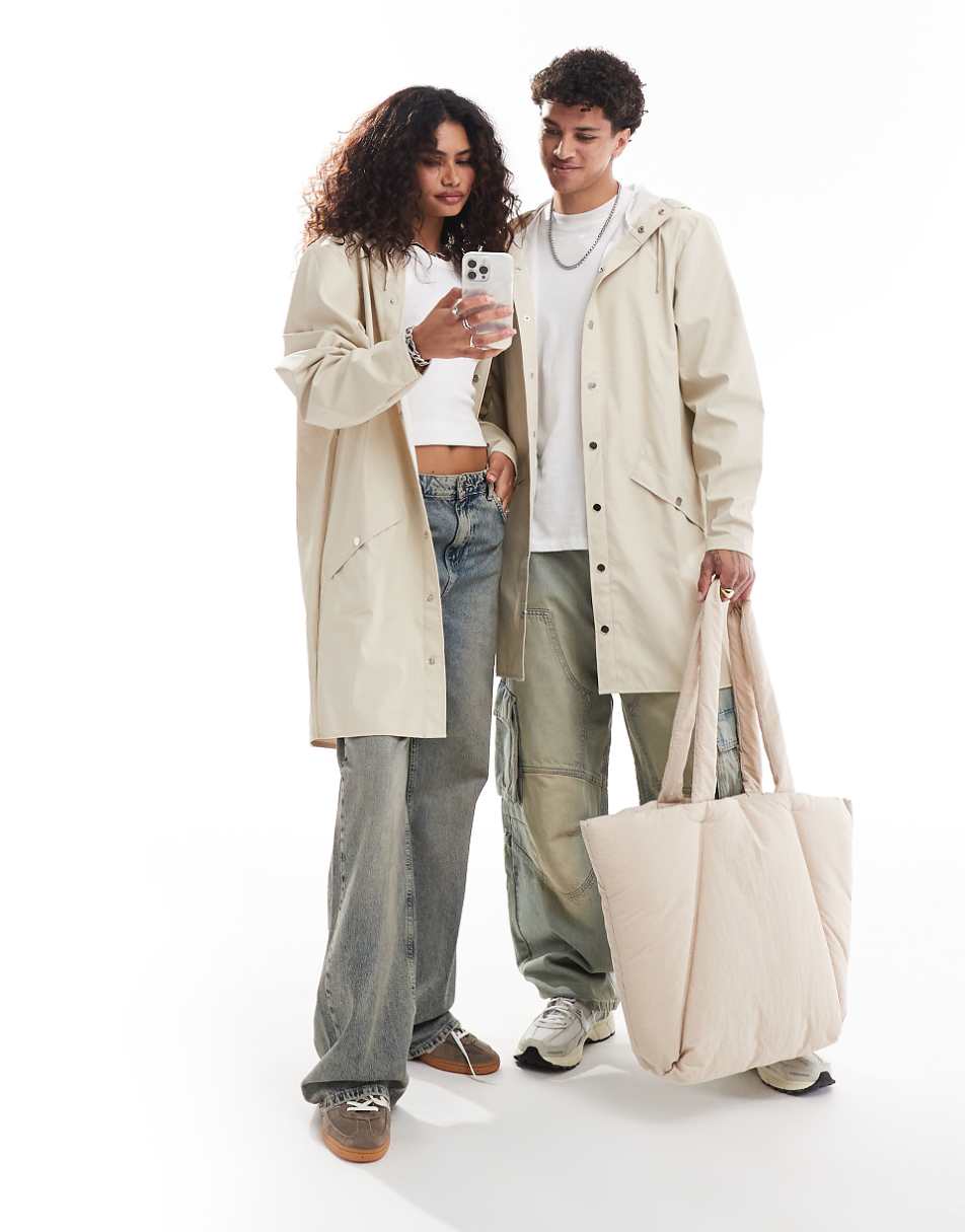 Rains 12020 waterproof long jacket in cream