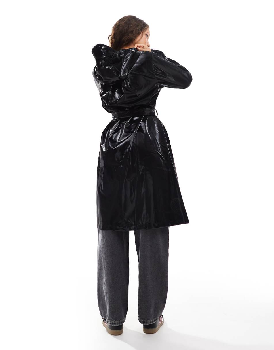 Rains 12040 A-Line waterproof long jacket in shiny black