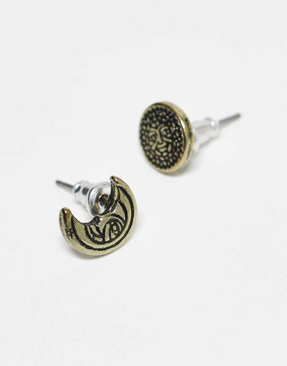 Classics 77 sun and moon stud earrings in gold
