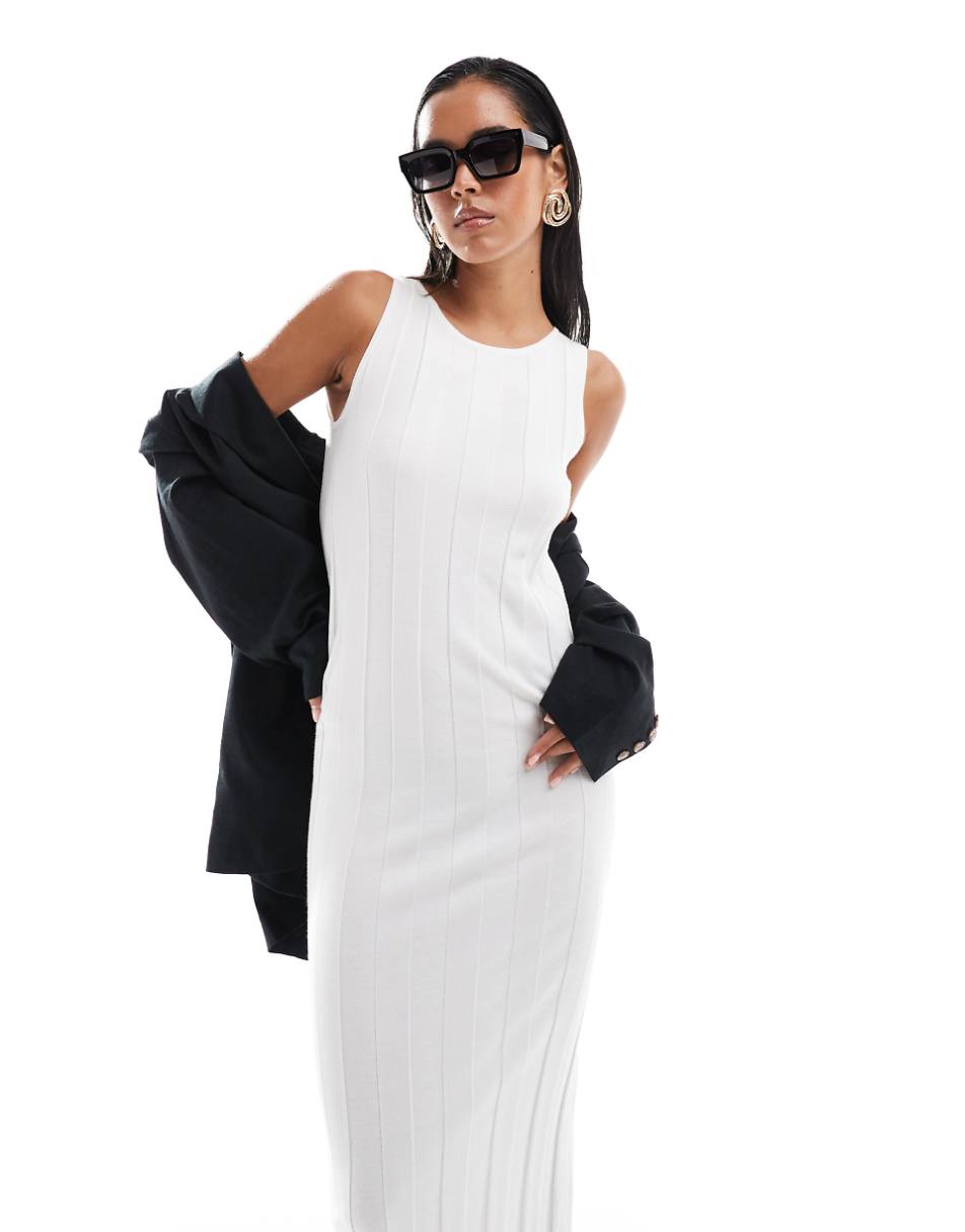 4th & Reckless thick rib knit sleeveless maxi sweater dress in white