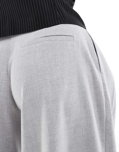 ASOS DESIGN Petite cross over pleated pants in gray
