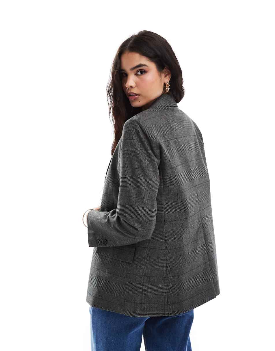 ASOS DESIGN double breasted check blazer in gray