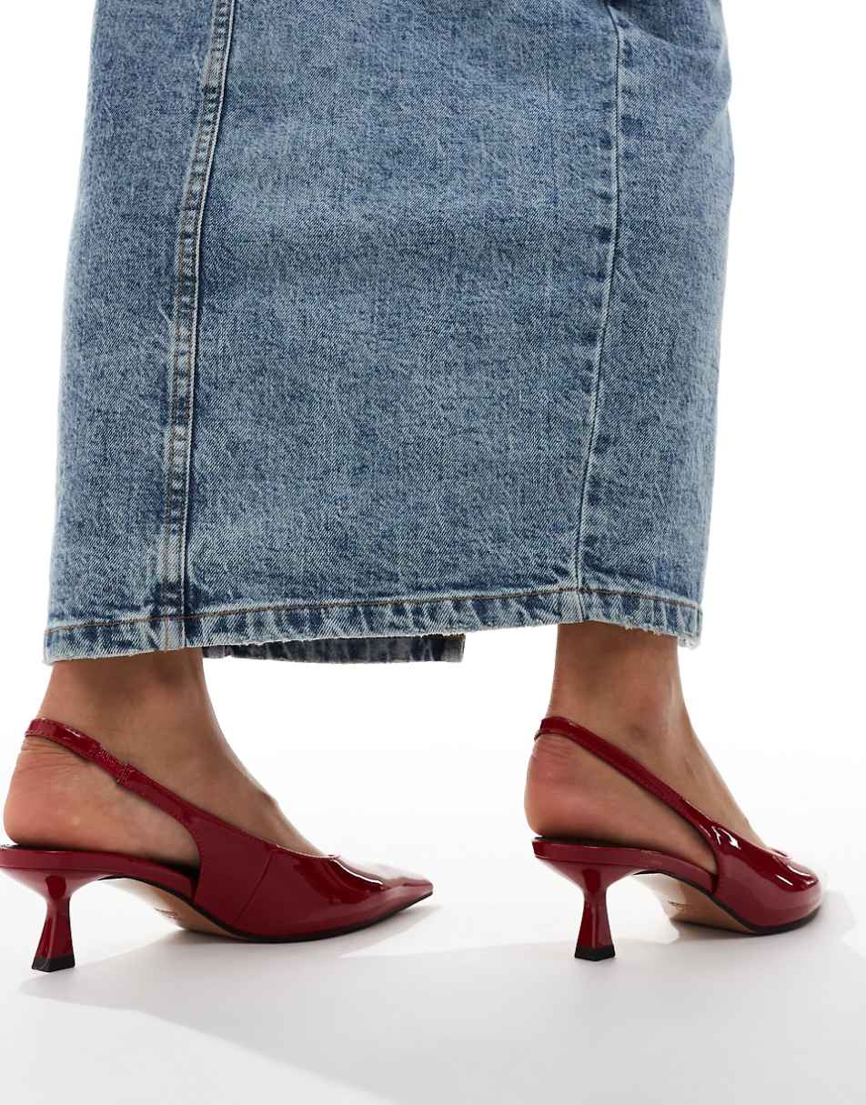 ASOS DESIGN Stroll slingback mid heel shoes in red