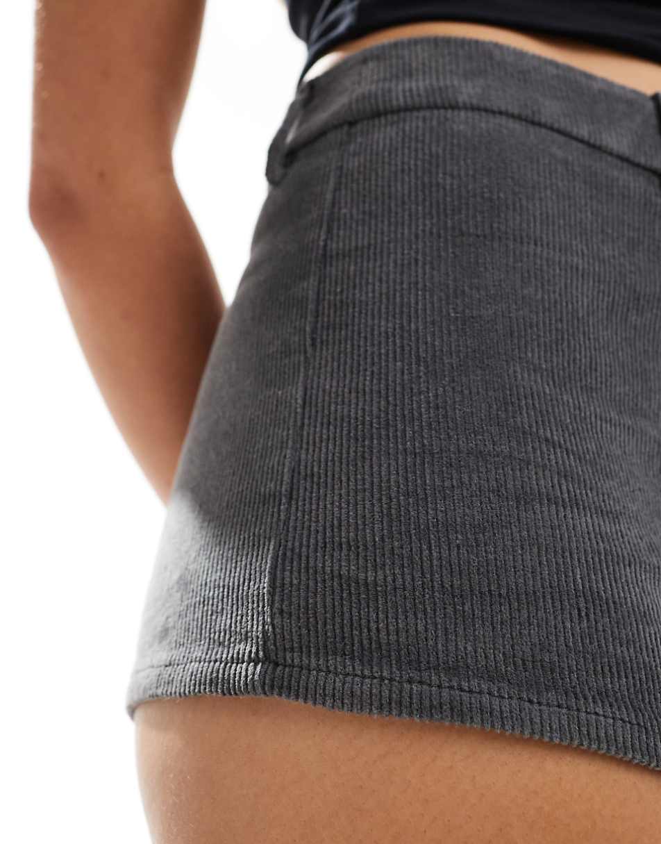 ASOS DESIGN corduroy mini shorts in gray