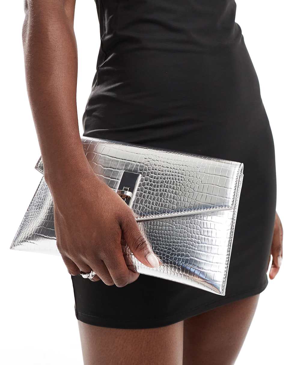 True Decadence classic clutch bag in silver