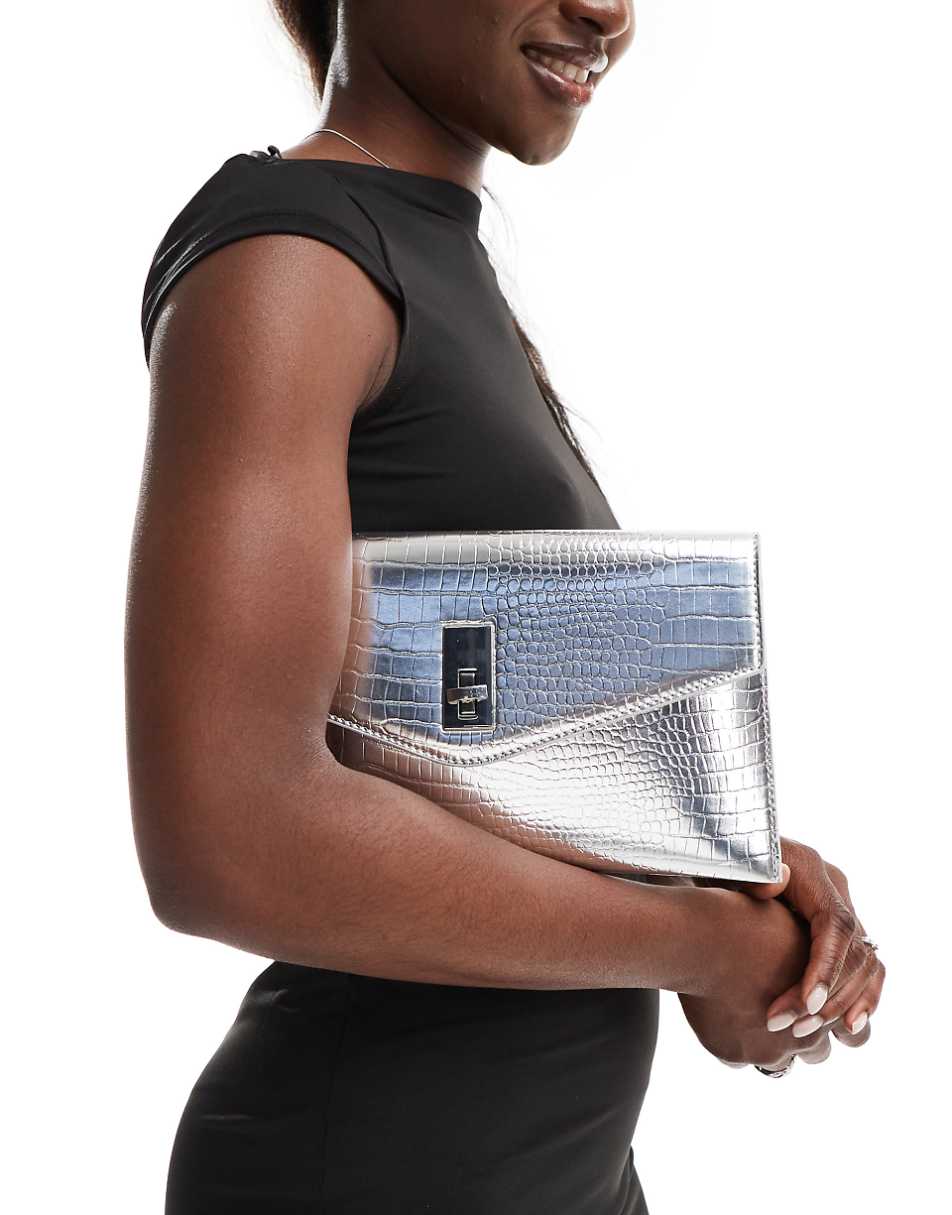 True Decadence classic clutch bag in silver