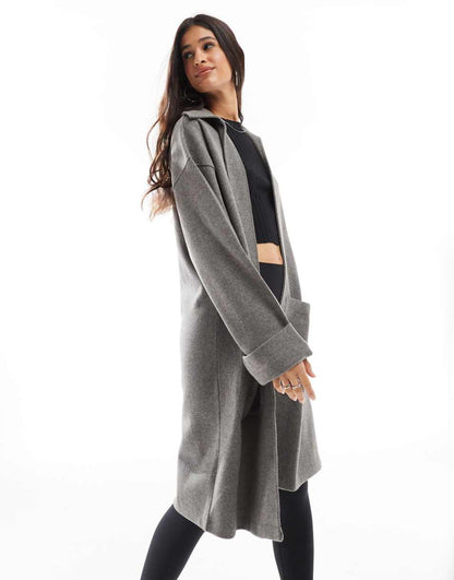 ASOS DESIGN super soft long line cardigan in charcoal heather
