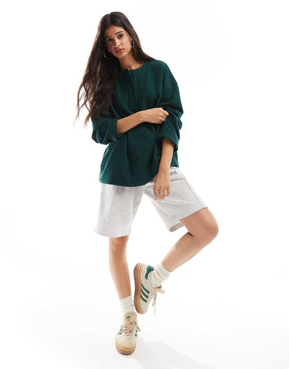 ASOS DESIGN super soft oversized henley in dark green