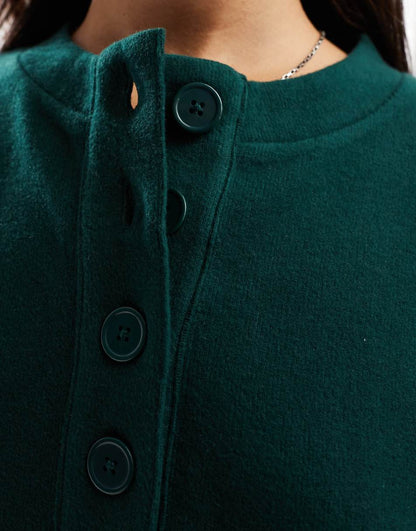 ASOS DESIGN super soft oversized henley in dark green