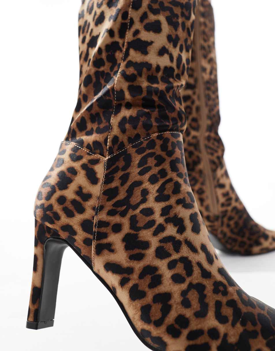Public Desire Pose heeled knee boots in leopard